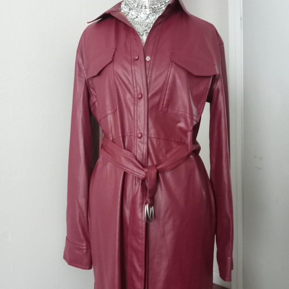 Faux leather red dress